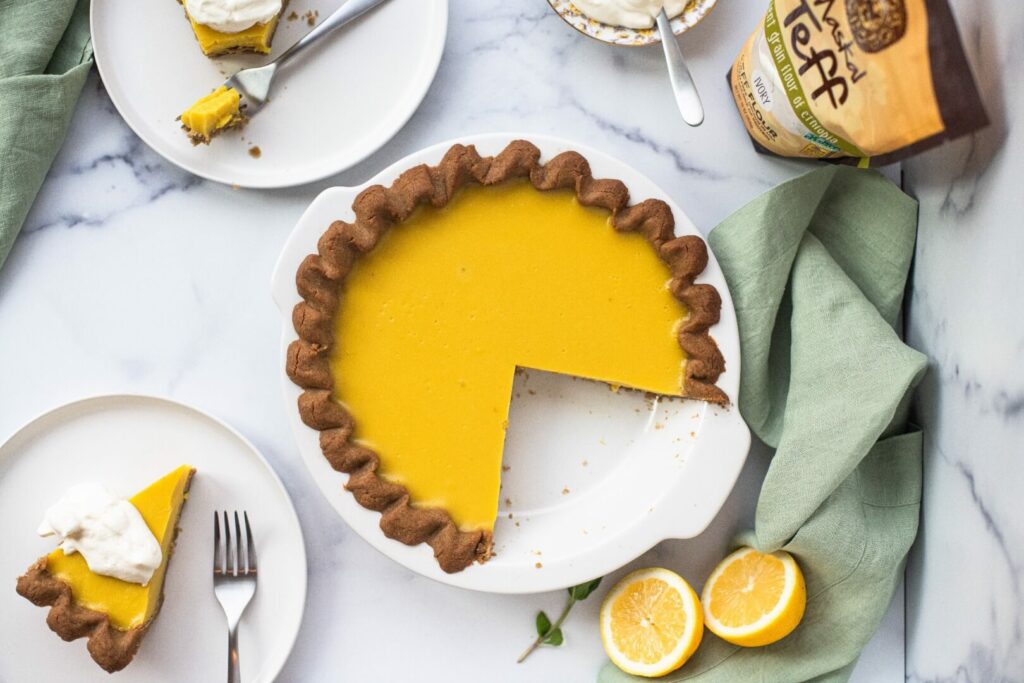 pie on table with piece missing