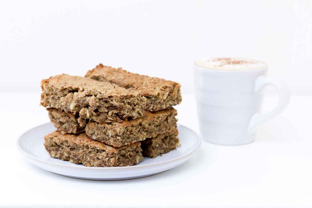 Gluten-Free Pumpkin Bars stacked on a plate