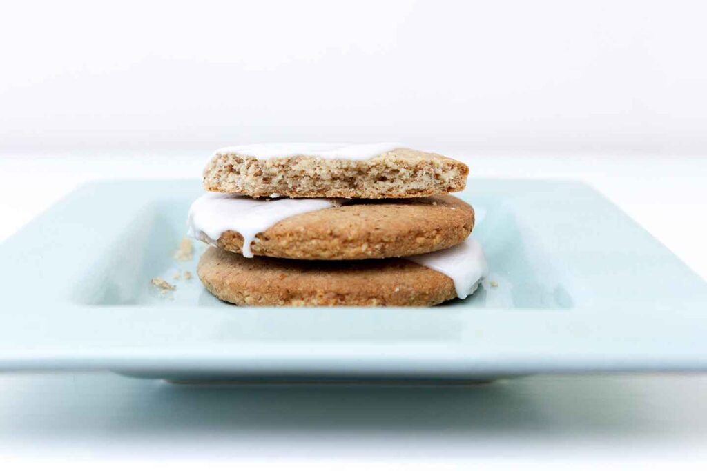 Gluten-Free almond shortbread cookies in a stack