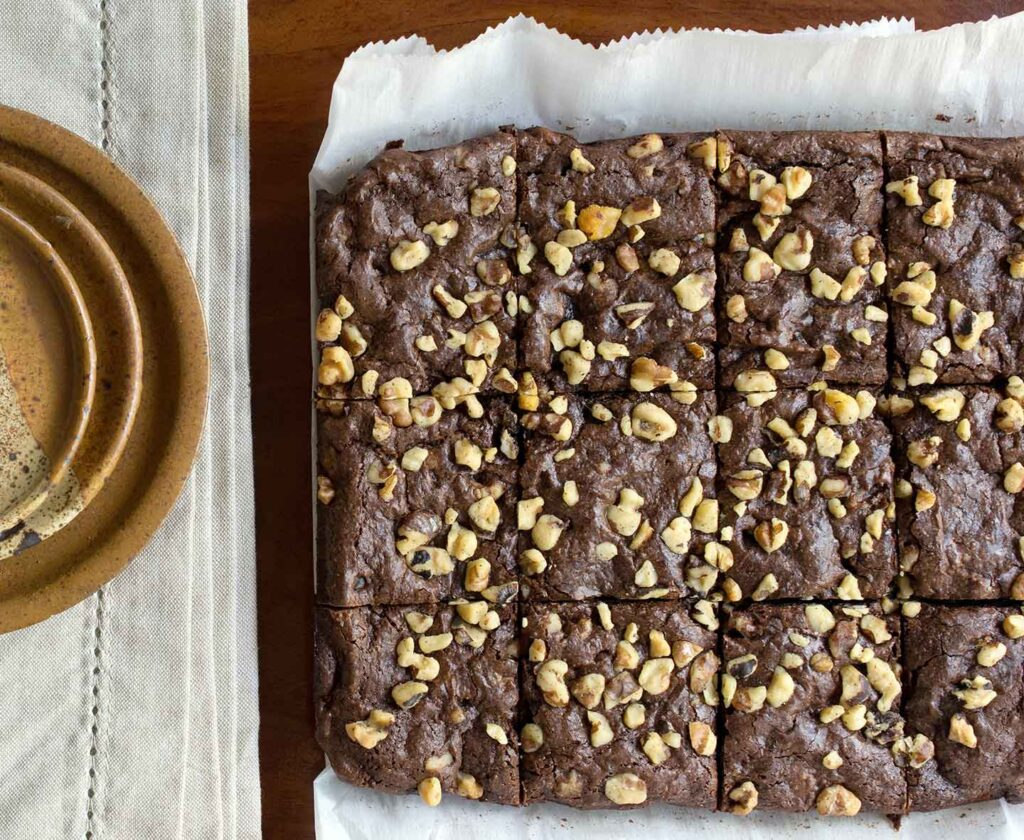 gluten-free teff brownies on wax paper