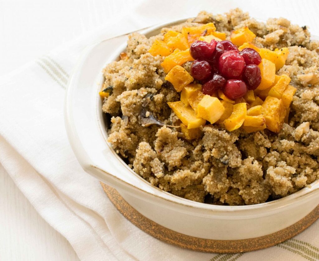 Vegan Gluten-Free Thanksgiving Dressing in a bowl