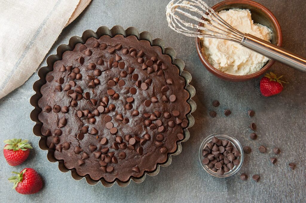 Gluten-Free Mocha Cake in pan