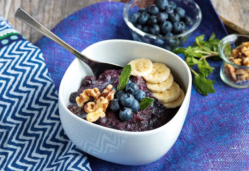 Instant Pot Blueberry Porridge is great for breakfast or a snack!