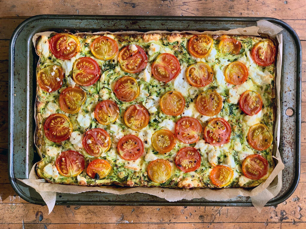 Gluten-Free Zucchini Slice in pan