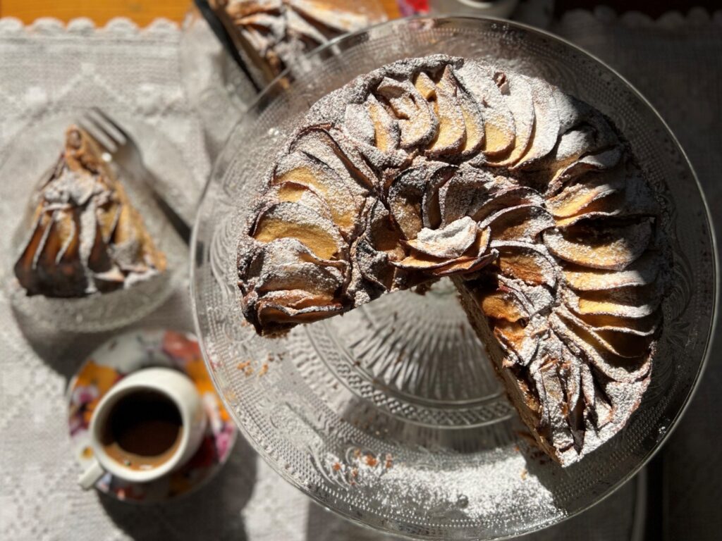 Gluten-Free Apple Tea Cake served with coffee
